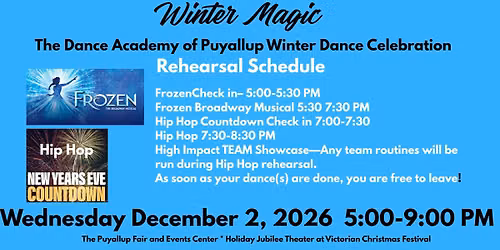 Winter Dance Celebration Rehearsal Schedule