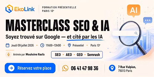 Masterclass SEO & IA \u2013 Paris 13e