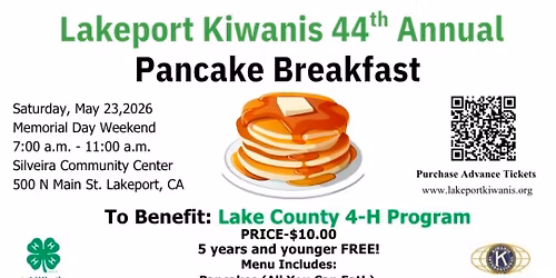 Lakeport Kiwanis 4-H Memorial Day Pancake Breakfast