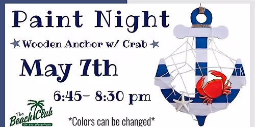 Wooden Anchor with Crab Paint Night