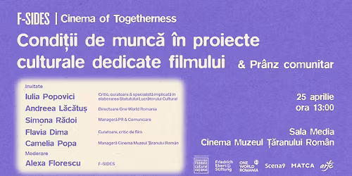 Condi\u021bii de munc\u0103 \u00een proiecte culturale dedicate filmului \u2022 Discu\u021bie