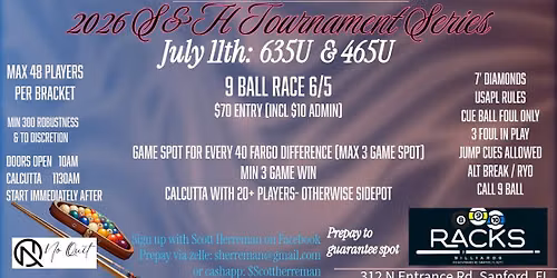 9 Ball 635U & 465U S&H Series Tournament