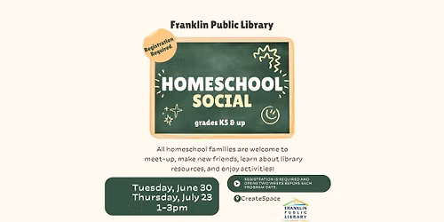 Homeschool Social (Grades K5 & up)--REGISTRATION REQUIRED