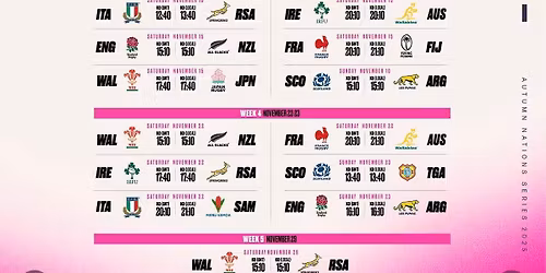 Watch the Rugby Autumn Internationals at Tailors 