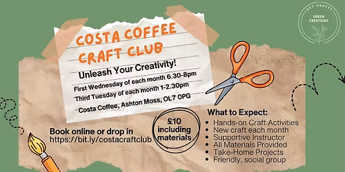 Monthly evening Costa Coffee and Craft Session