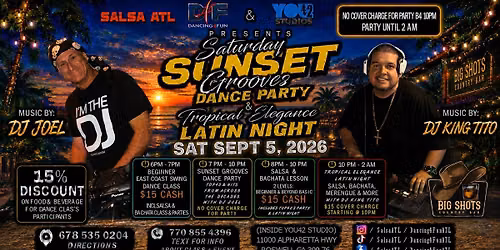 Sunset Grooves Dance Party Atlanta  Sept 5, 2026