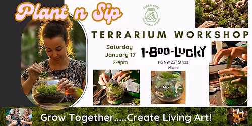 Terrarium Workshop - Plant and Sip at 1-800 LUCKY