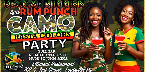 Reggae Night CAMO & RASTA COLORS "Jamaica Hurricane Fundraiser"