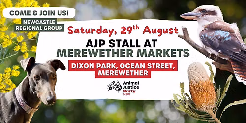 Animal Justice Party Stall at Merewether Markets