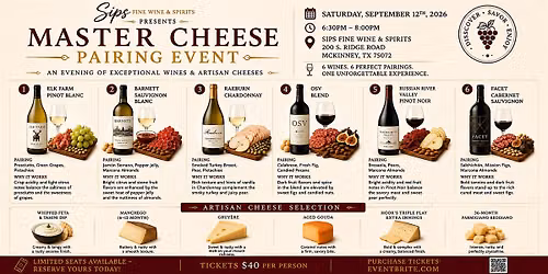 Sips Master Wine Cheese Pairing Event