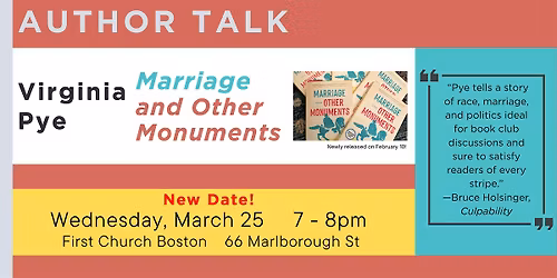 Author talk with Virginia Pye on Marriage and Other Monuments
