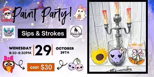 Sips and Strokes Wineglass Paint Party at The Black Sheep