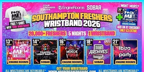 Southampton Freshers Week 2026 - Official Your Freshers Guide - Free T-Shirt With Every Ticket \ud83d\udc55
