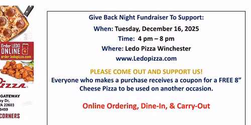Ledo Pizza Give Back Fundraiser