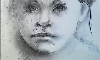Portrait Drawing from a photograph in Charcoal