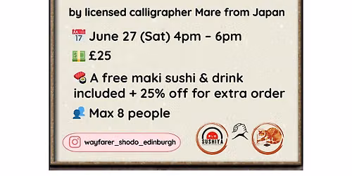 Japanese calligraphy workshop at Sushiya - "Ajisai" theme