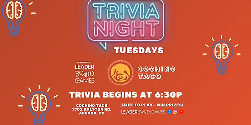 Trivia Night | Cochino Taco - Arvada CO - TUE 630p