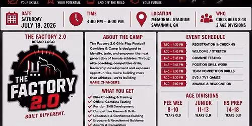 The Factory 2.0 INC Girls Flag Football Camp and Combine