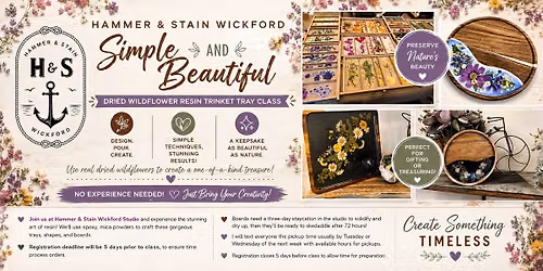 7\/10\/26 6-8pm Pressed Wild Flower Charcuterie or Trinket Tray Workshop