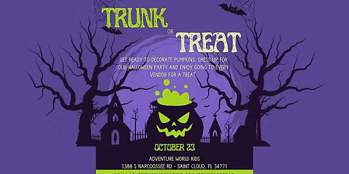 Trunks, Treats & Halloween Fun at Adventure World Kids