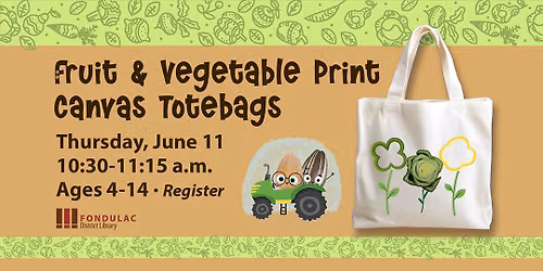 Fruit & Vegetable Print Canvas Totebags
