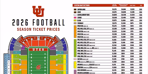 2026 Utah Utes Football Season Tickets at Rice Eccles Stadium