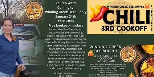 \u201cJoin Us January 24th for a Free Beekeeping Class & 3rd Annual Chili Cookoff!\u201d