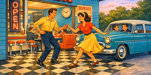 Rockin Dragons April Record Hop 50s American Diner theme experience 