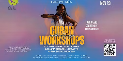 Cuban Dance Workshops with Laroye & Social