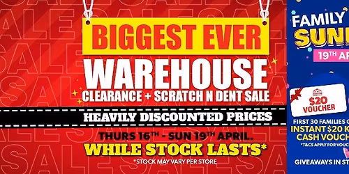 \ud83d\udea8\ud83c\udf89BIGGEST EVER WAREHOUSE CLEARANCE SALE & FAMILY FUN DAY\ud83c\udf89\ud83d\udea8