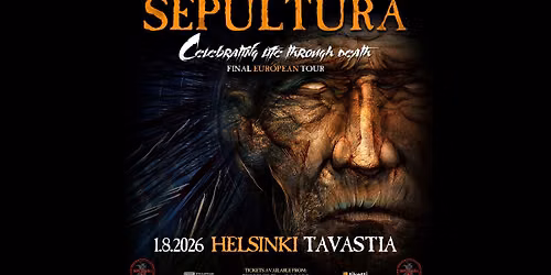 LOPPUUNMYYTY: SEPULTURA (BR) La 1.8.2026 @ Tavastia 