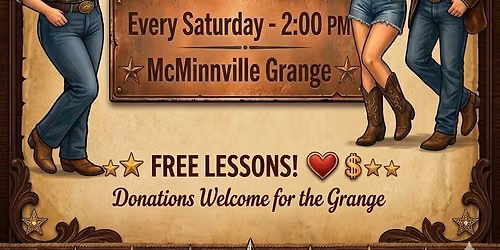 FREE Line Dance Lessons GRANGE STYLE Every Saturday at 2:00 pm - Join Us!