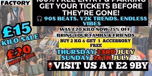 East London Vintage Kilo Sale | \u00a315\/KG Thrift Event|23rd July To 26th July