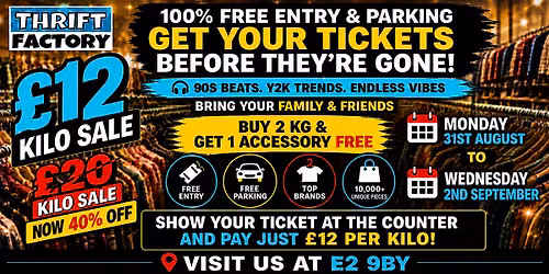 East London Vintage Kilo Sale | \u00a312\/KG Thrift Event | 31st Aug To 2ND SEPT