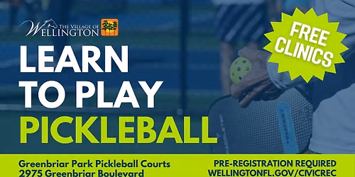 Free Learn to Play Pickleball Clinics at Greenbriar Park (Registration required)