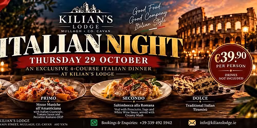Italian Night at Kilians Authentic Taste of Italy