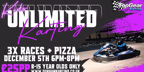 Kids Unlimited Karting @ TopGear Karting: 3 Races + Pizza for just \u00a325pp