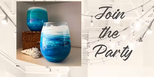 Set of Two Resin Pour Stemless Wine Glasses