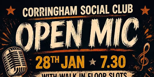 Corringham Social Club Open Mic with Flying Blind