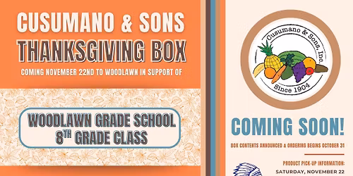 Woodlawn Grade School 8th Grade Class Thanksgiving Produce Box