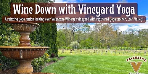"Wine down with Vineyard Yoga" in the vineyards at The Valenzano Winery!
