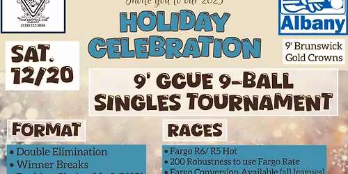 9' GCue 9-Ball Singles Tournament Holiday Celebration