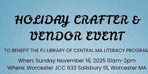 5th Annual PJ Library Craft and Vendor Fair Fundraiser