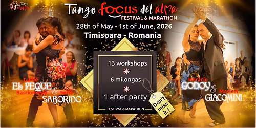 Tango Focus del ALMA with Godoy & Maricel  and Guille &  Sof\u00eda: 28th of May - 1st of June, 2026