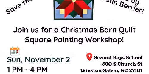 UPCOMING WORKSHOP - Christmas Barn Quilt Square Painting Workshop with Kristin Berrier