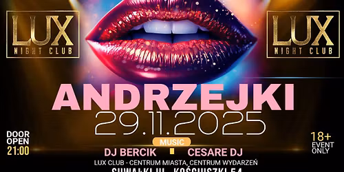Największe ANDRZEJKI w Mieście! 29.11 // Bercik & Cesare // Andrzeju wchodzisz za FREE