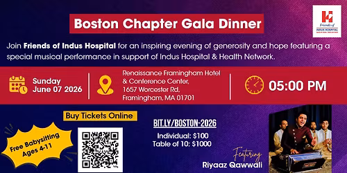 Friends Of Indus Hospital Boston - Fundraising Gala Dinner