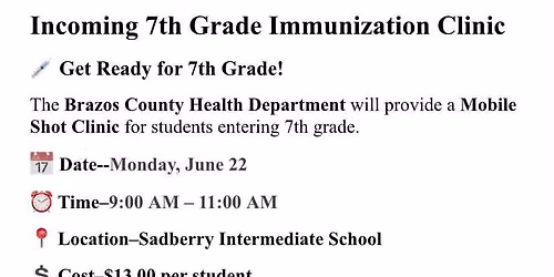 Immunizations for 26-27