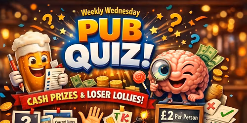 \ud83e\udde0\u2728 Weekly Wednesday Pub Quiz! \u2728\ud83e\udde0