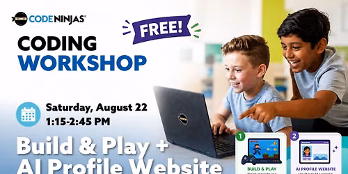 FREE Saturday Workshop \u2014 Code an Arcade Game + Build an AI Website (Grades 2\u20138)